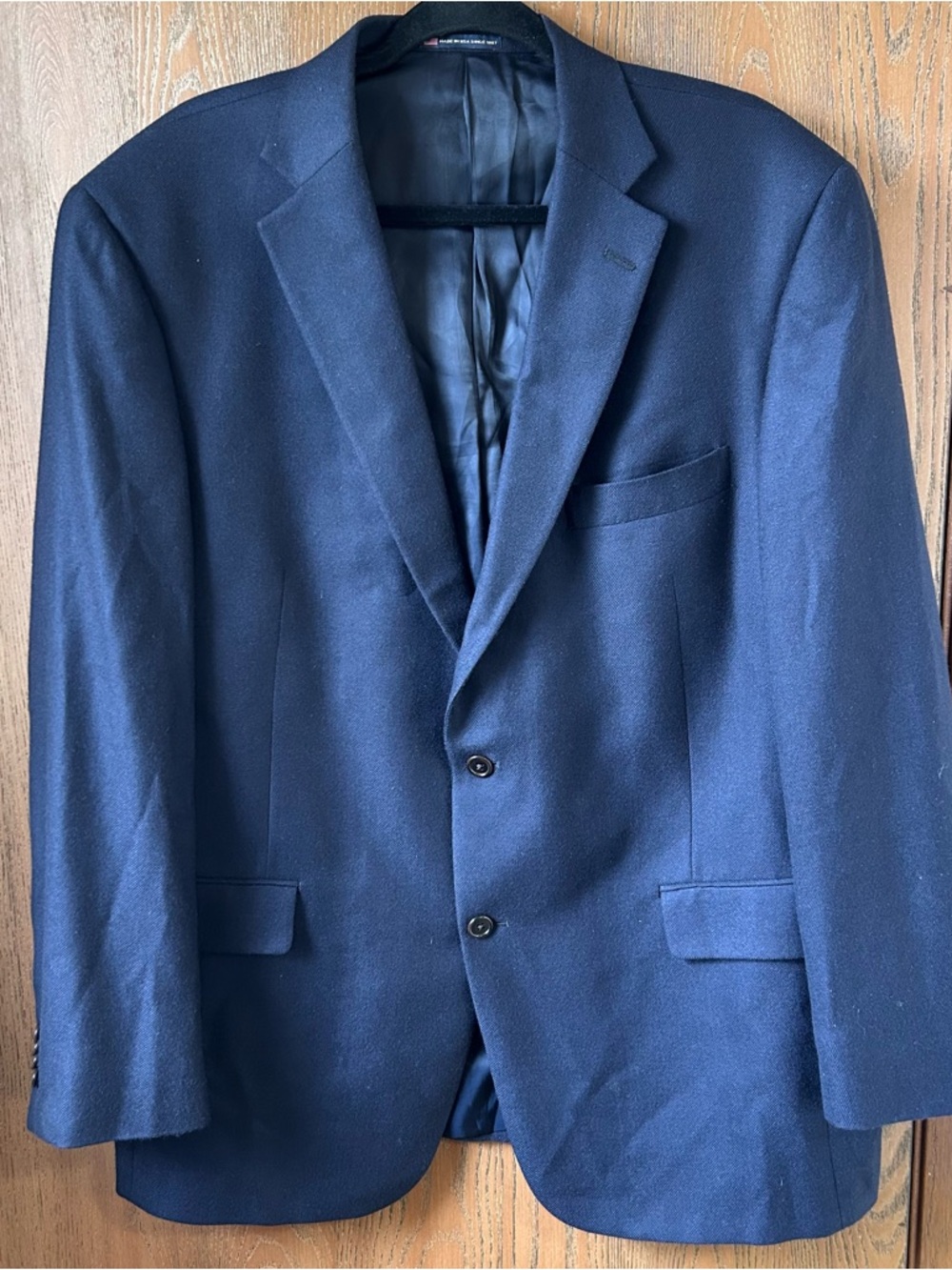 Hart Schaffner Marx Loro Piana Cashmere Blazer Coat Mens 46 R Navy Blue 2 Button